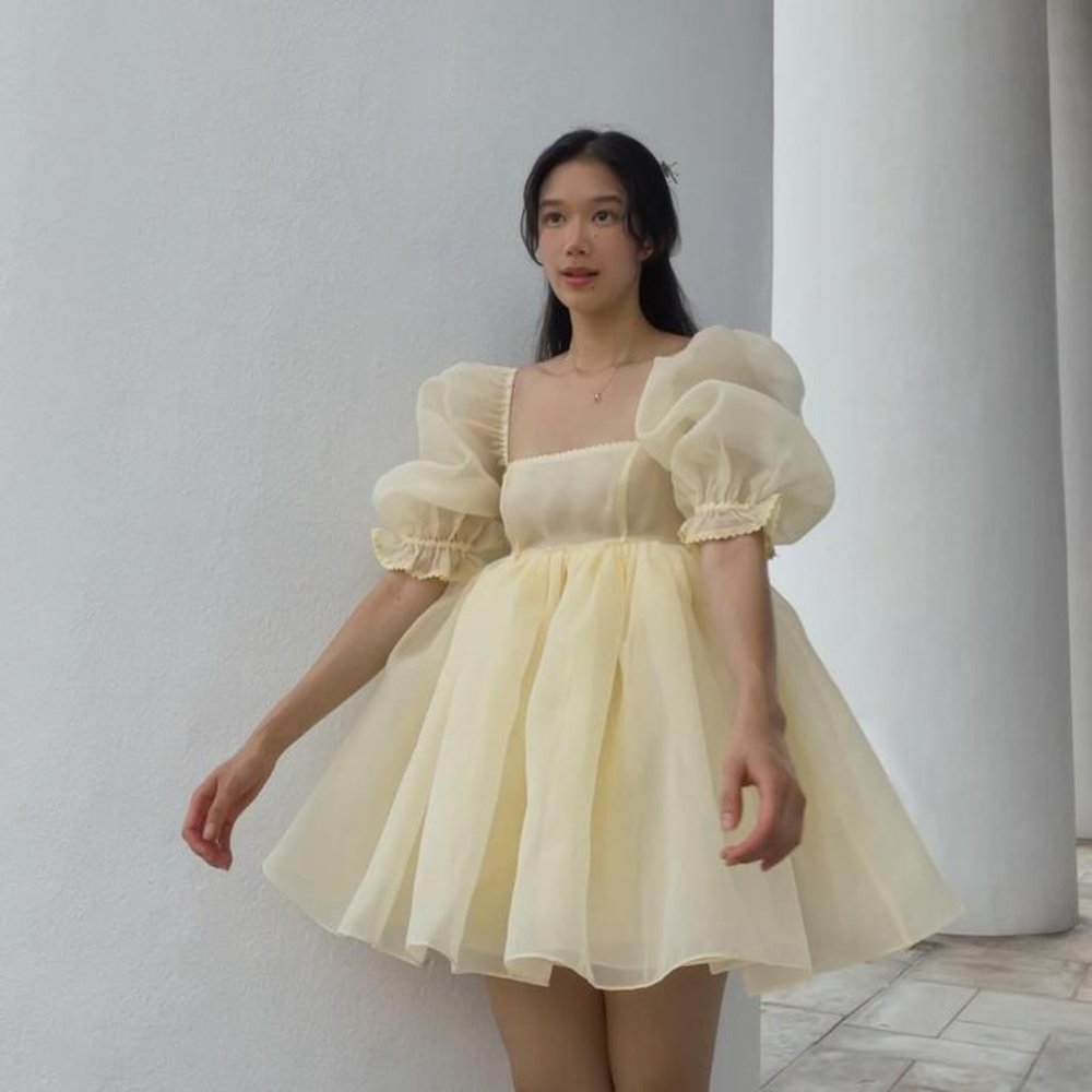 Selkie Yellow Puff Dress